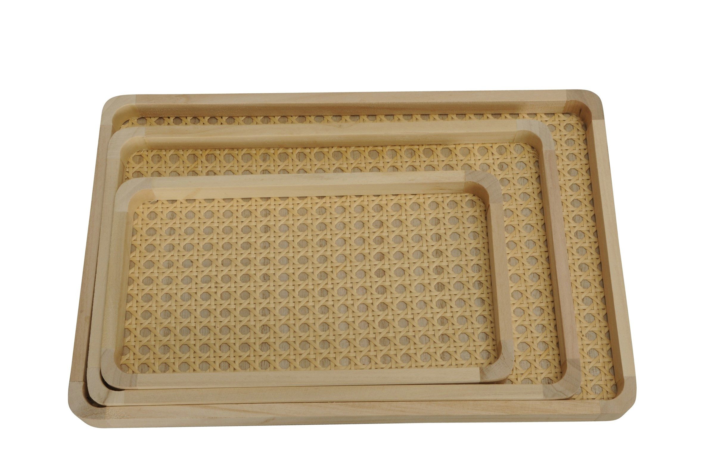 Tablett Dekotablett Set 3tlg Serviertablett Holz 27x15/33x20/38x25 cm H2cm