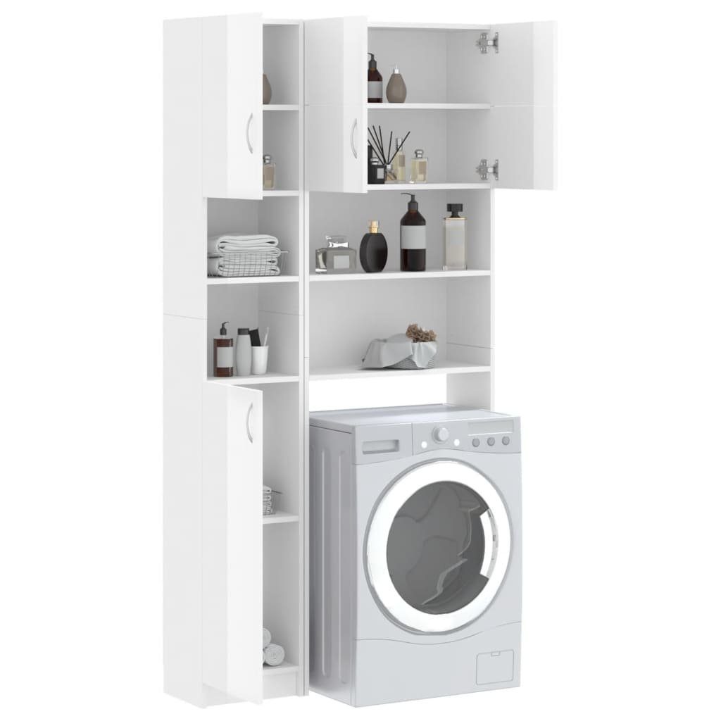 Hochglanz-Weiß Waschmaschinenschrank-Set Waschmaschinenumbauschrank Holzwerkstoff vidaXL