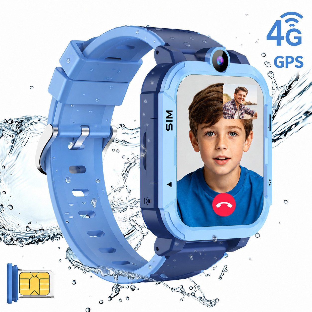 blackview Z20 4G Videoanruf, GPS, SOS-Taste, IP67 wasserdicht, 800mAh Kinder Smartwatch (1,83 Zoll), 1.83", 8 MP, GPS + LBS + WiFi, 800 mAh, IP67, 4G Nano SIM