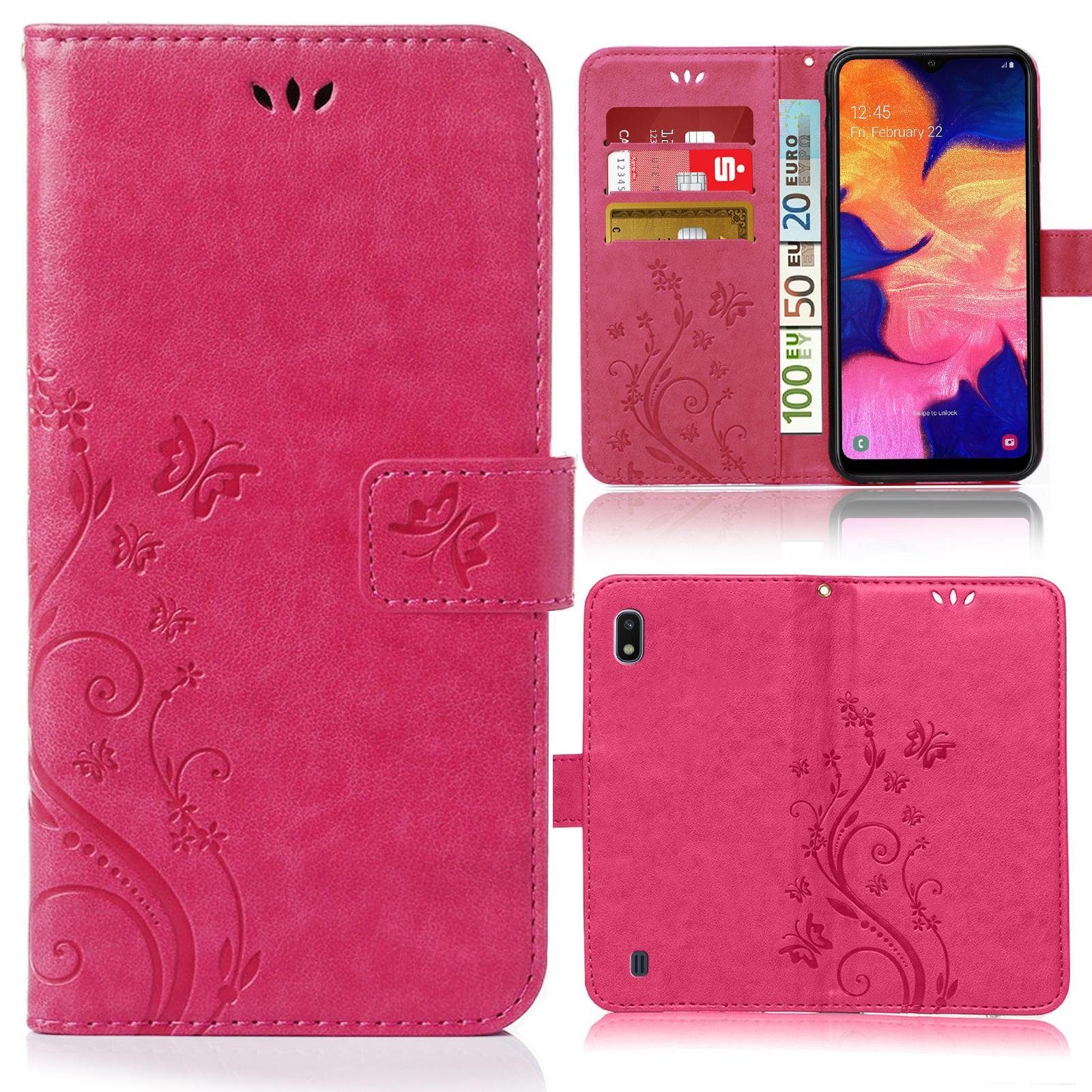 Numerva Handyhülle Bookstyle Flower für Samsung Galaxy A10, Handy Tasche Schutzhülle Klapphülle Flip Cover mit Blumenmuster