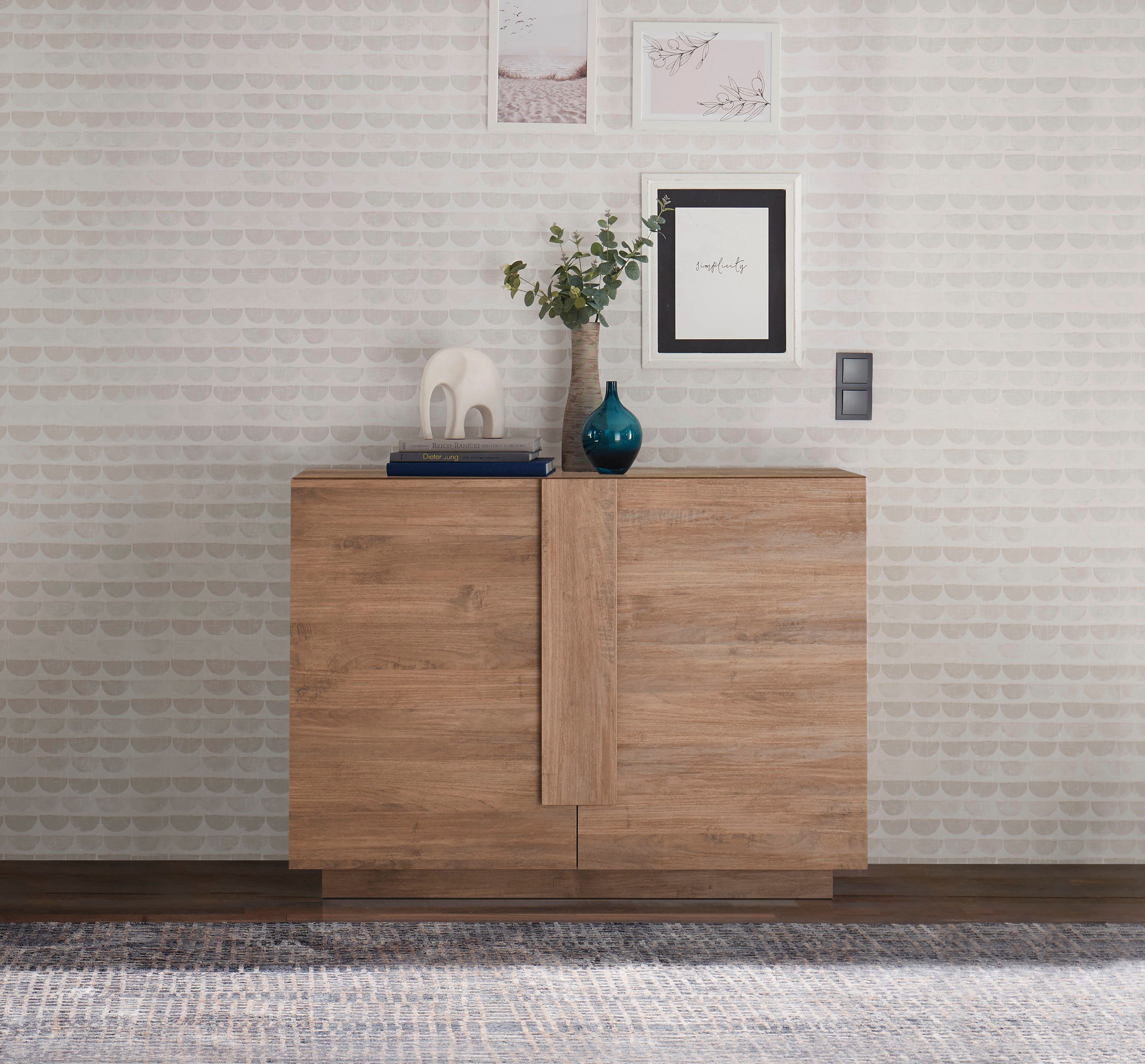 Home affaire Sideboard Jupiter, Breite 121 cm, Kommode 2 Türen - Soft Closing, Anrichte, moderne Griffblende, FSC®, cleveres Stauraumkonzept