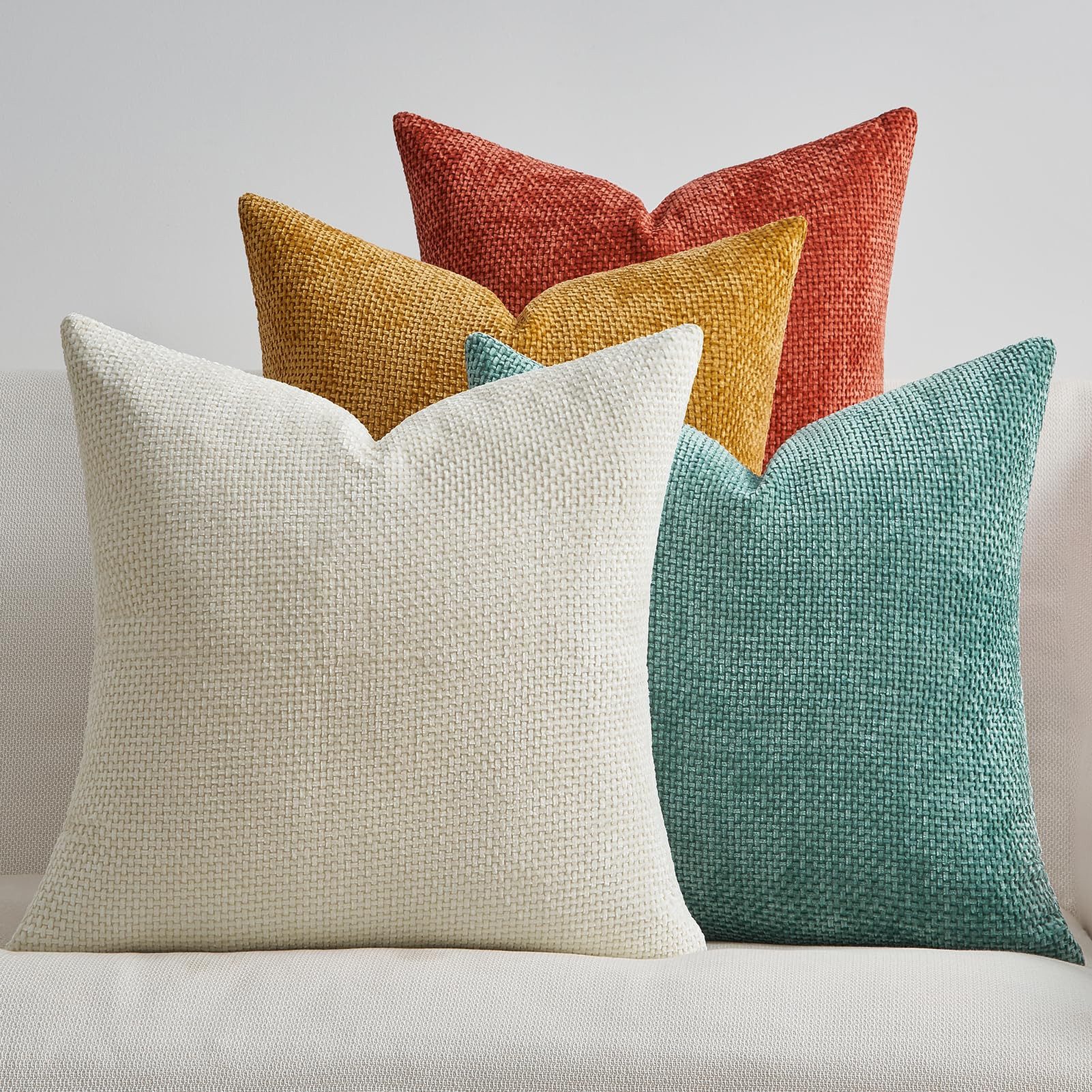 Topfinel Kissenbezug 40x40 samt kissenbezüge 50x50 Weich Sofa Deko Rattanstreifen, kissenbezug 4er set Orange blau Farbverlauf Wohn Kinder Hautfreundlich