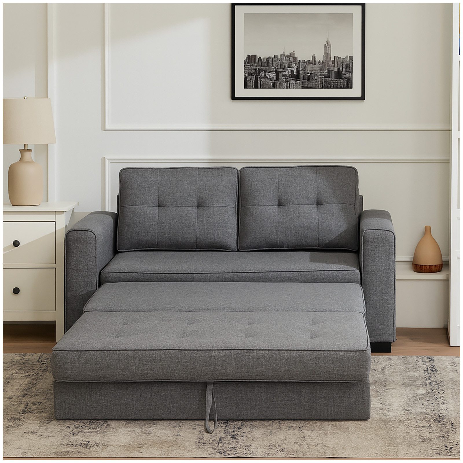 HTI-Living 2-Sitzer Zweisitzer mit Schlaffunktion Hellgrau Azaria, Stück 1 günstig online kaufen