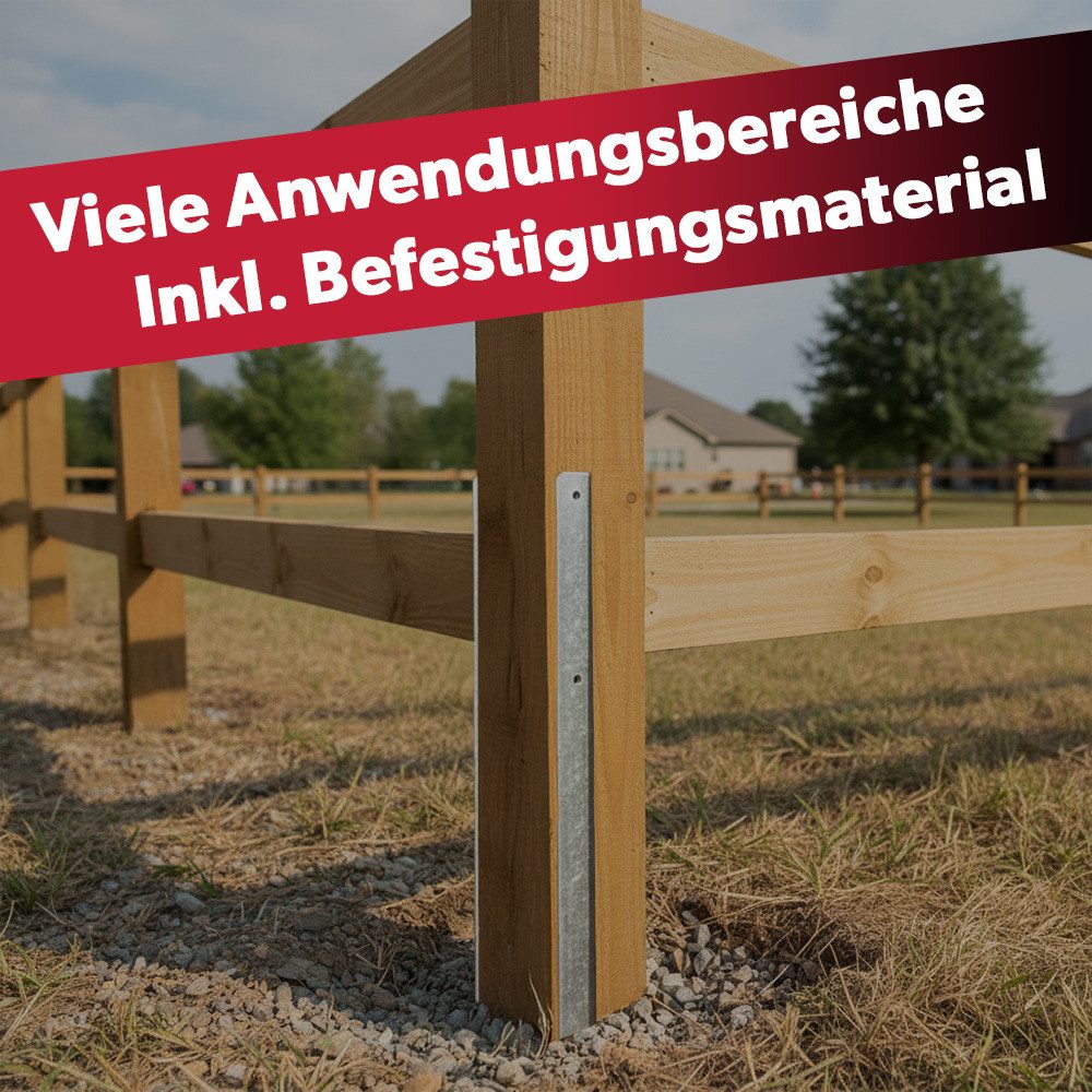 siwitec Pfostenträger 6 x H-Pfostenträger 800 x 91 mm, Materialstärke 6 mm, feue