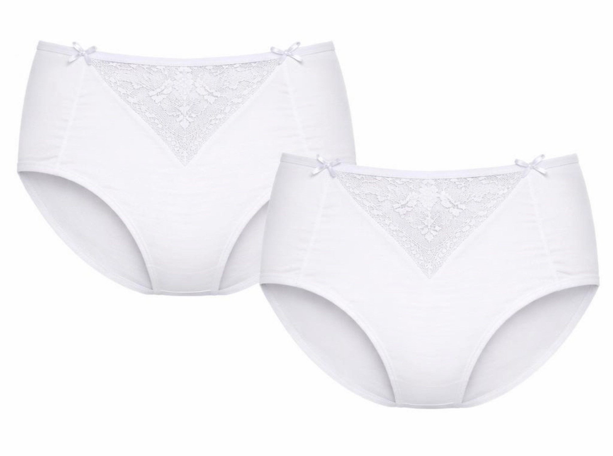Cocain underwear Miederslip Damen Jazzpant in weiß mit Kleiner aufgesetzter Spitze Zierschleifen (2-St) Shapewear