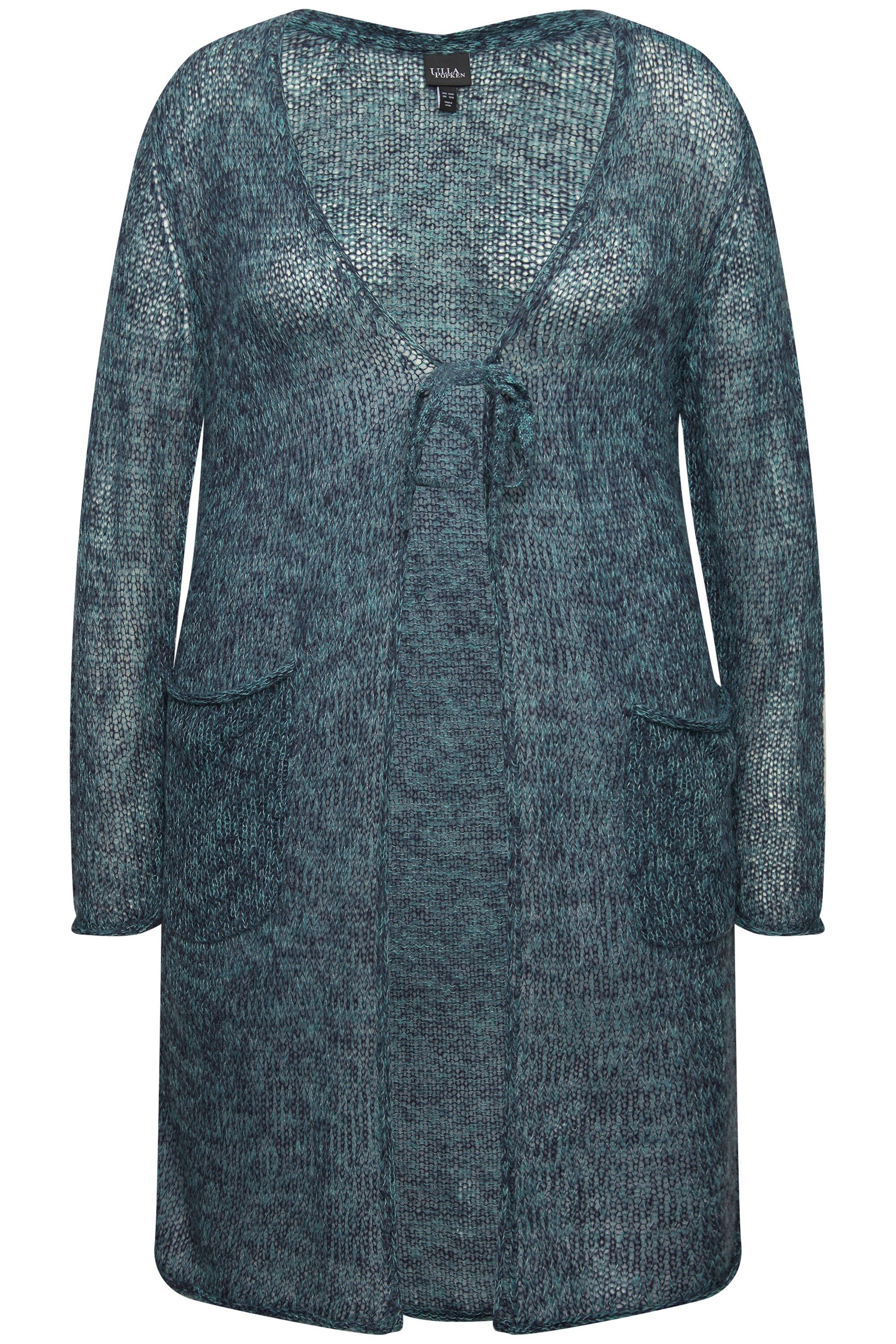 Ulla Popken Strickjacke Long-Strickjacke Bindeband V-Ausschnitt günstig online kaufen