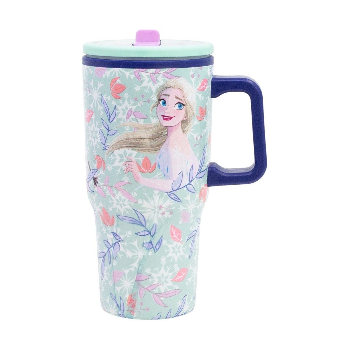 Disney Frozen Thermobecher - 640 ml Edelstahl doppelwandiger Trinkbecher mit Trinkhalm, 1-tlg., Edelstahl