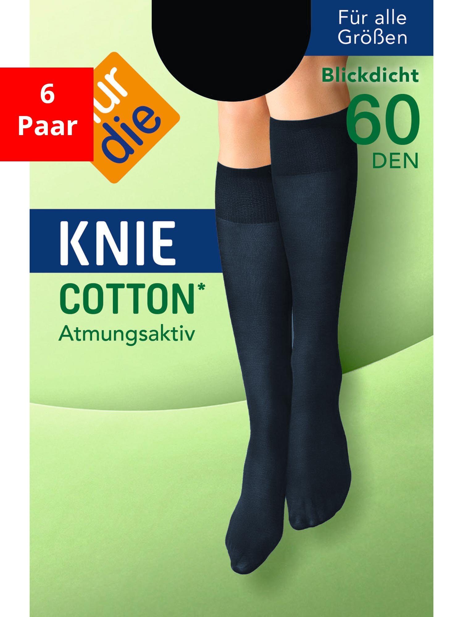 Nur Die Kniestrümpfe Kniestrümpfe Cotton 60 DEN (6-Paar) | Kniestrümpfe