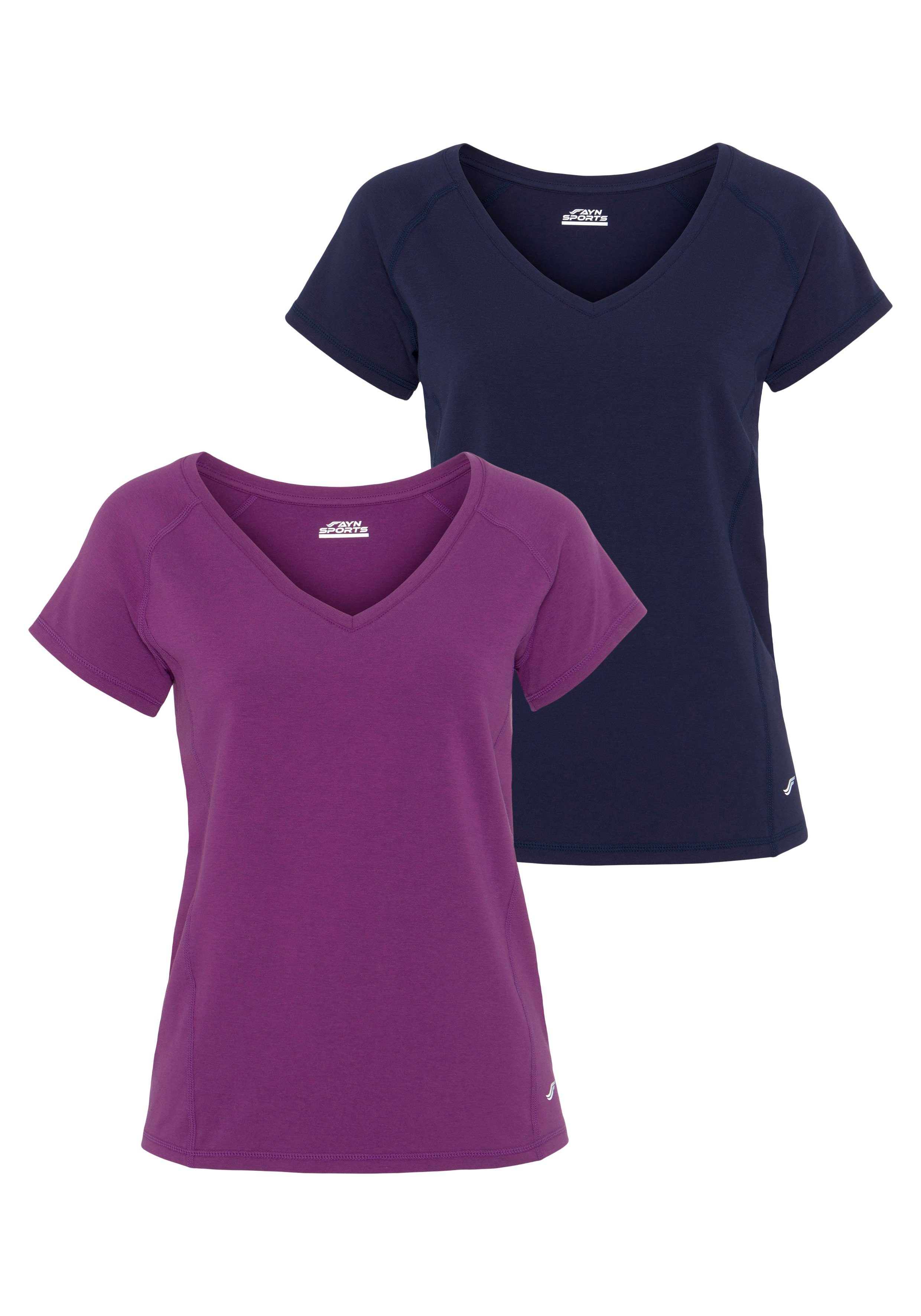 2er-Pack) FAYN (Packung, Essential Pack T-Shirt Double navy-fuchsia SPORTS 2-tlg.,