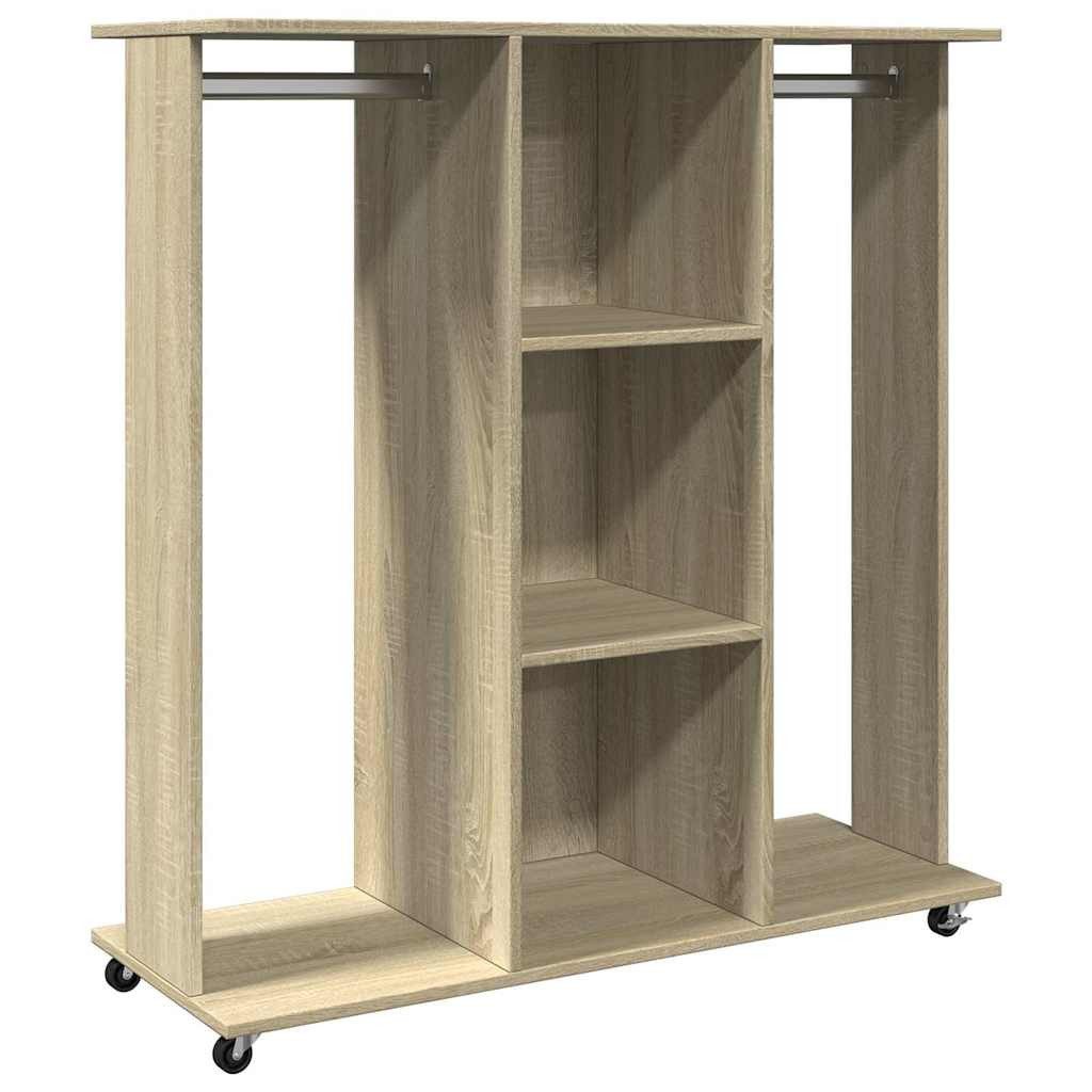 vidaXL Stoffschrank Kleiderständer mit Rollen Sonoma-Eiche 102x38x110 cm (1-St)