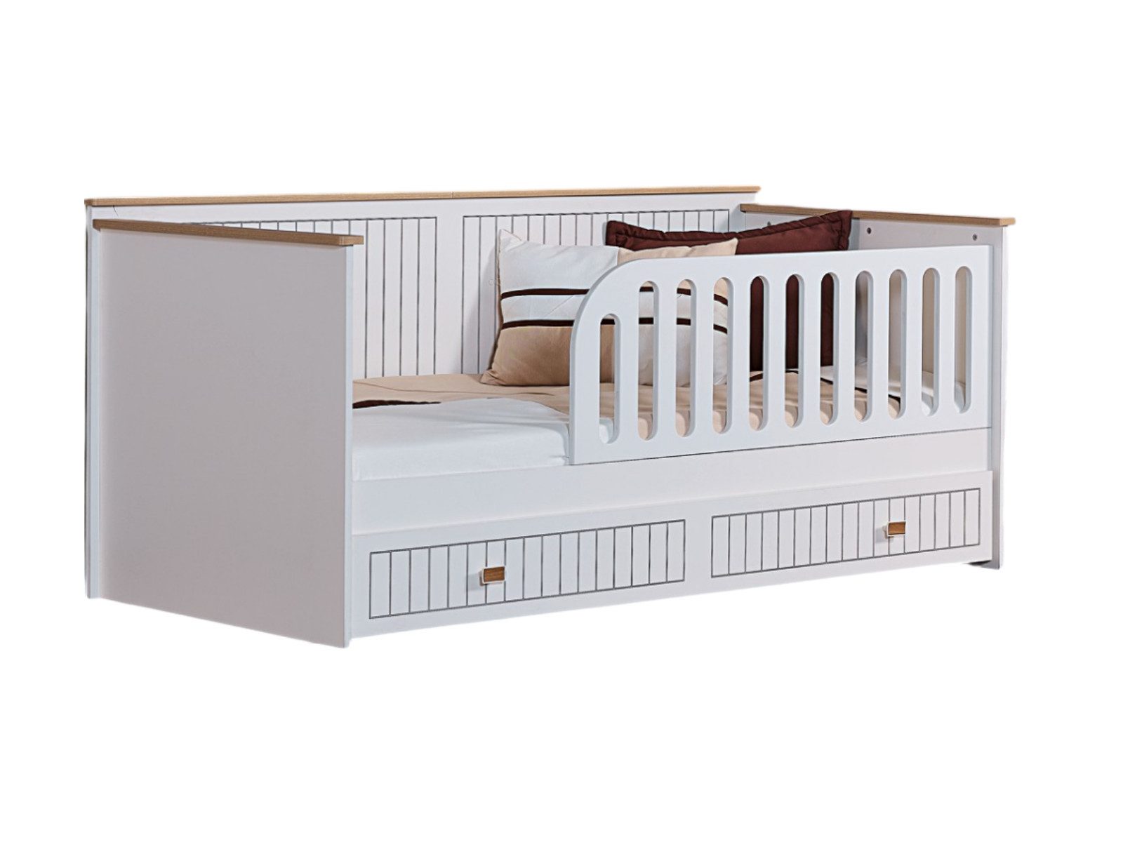 Villa Möbel Jugendzimmer-Set Javiro, (Kinderzimmer-Set, 1-tlg., Kinderbett), Babybett Kommode Schrank flexibel kombinierbar mit Stauraum