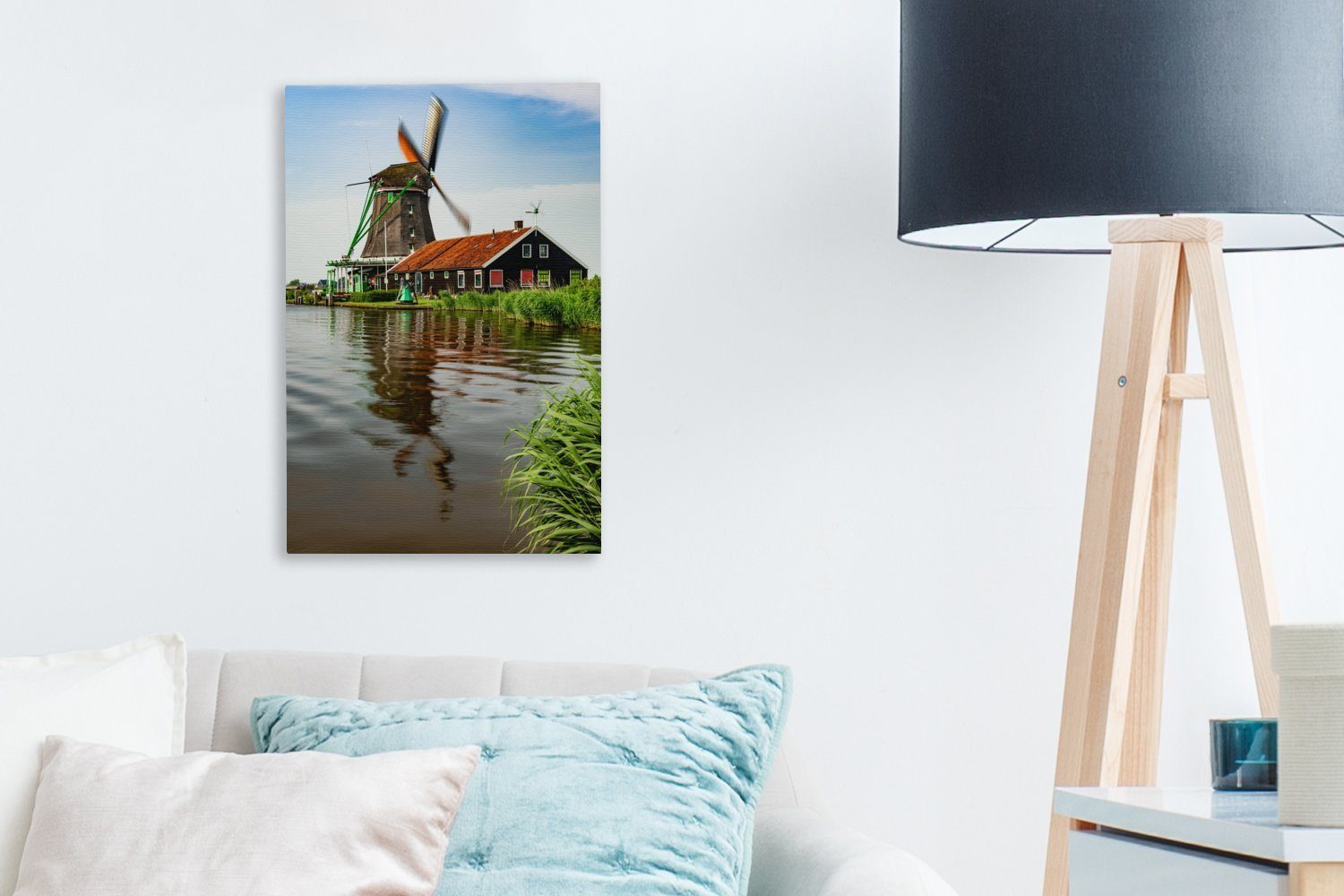OneMillionCanvasses® Leinwandbild Windmühle Schans, cm bespannt inkl. St), Niederlande, (1 fertig in der Gemälde, Leinwandbild Zaanse Zackenaufhänger, 20x30