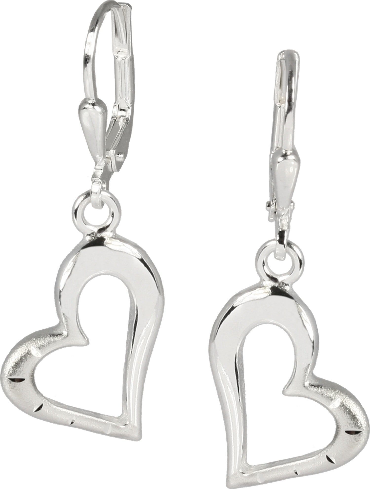 SilberDream Paar Ohrhänger SilberDream Ohrringe Damen-Schmuck 925er (Ohrhänger), Damen Ohrhänger Herz aus 925 Sterling Silber, Farbe: silber