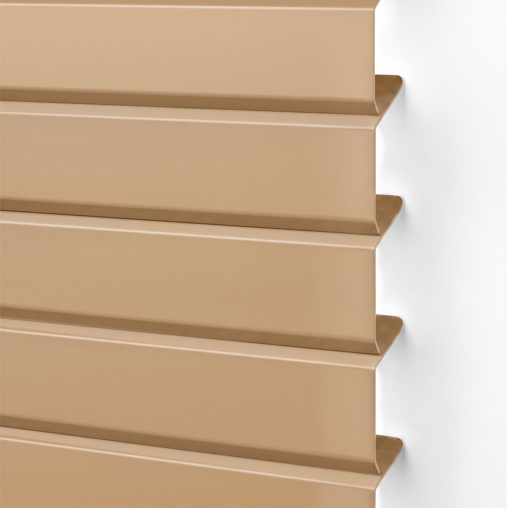 Victoria M. Jalousie LightLess Prime Aluminium-Jalousie 50x130 cm Peanutbutter-Braun matt, mit Bohren, ohne Bohren, geklemmt oder verschaubt, L Profil 25 mm Lamellen, feuchtigkeitsbeständig, verdunkelnd