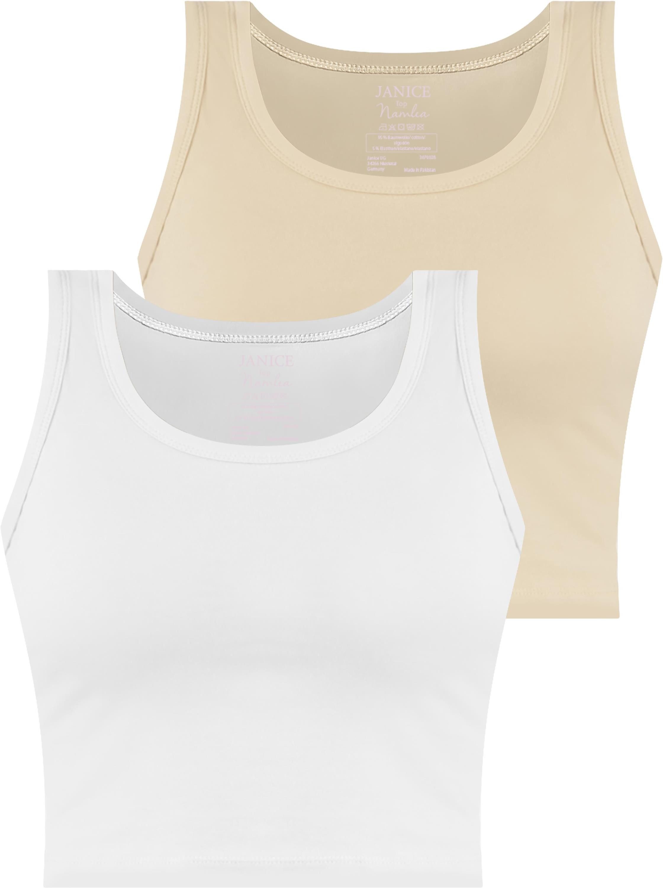 Janice Tanktop 2 x Damen crop Top Namlea Kurzes Tanktop aus Baumwolle