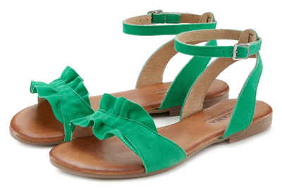 LASCANA Sandale Sandalette, Sommerschuh aus hochwertigem Leder mit kleinen Rüschen