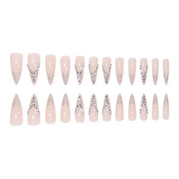 YRIIOMO Kunstfingernägel Brautnägel, Glitzer, verschleißfeste Nägel, künstliche Nägel, fertige, Maniküre-Flicken, lange Maniküre-Flicken