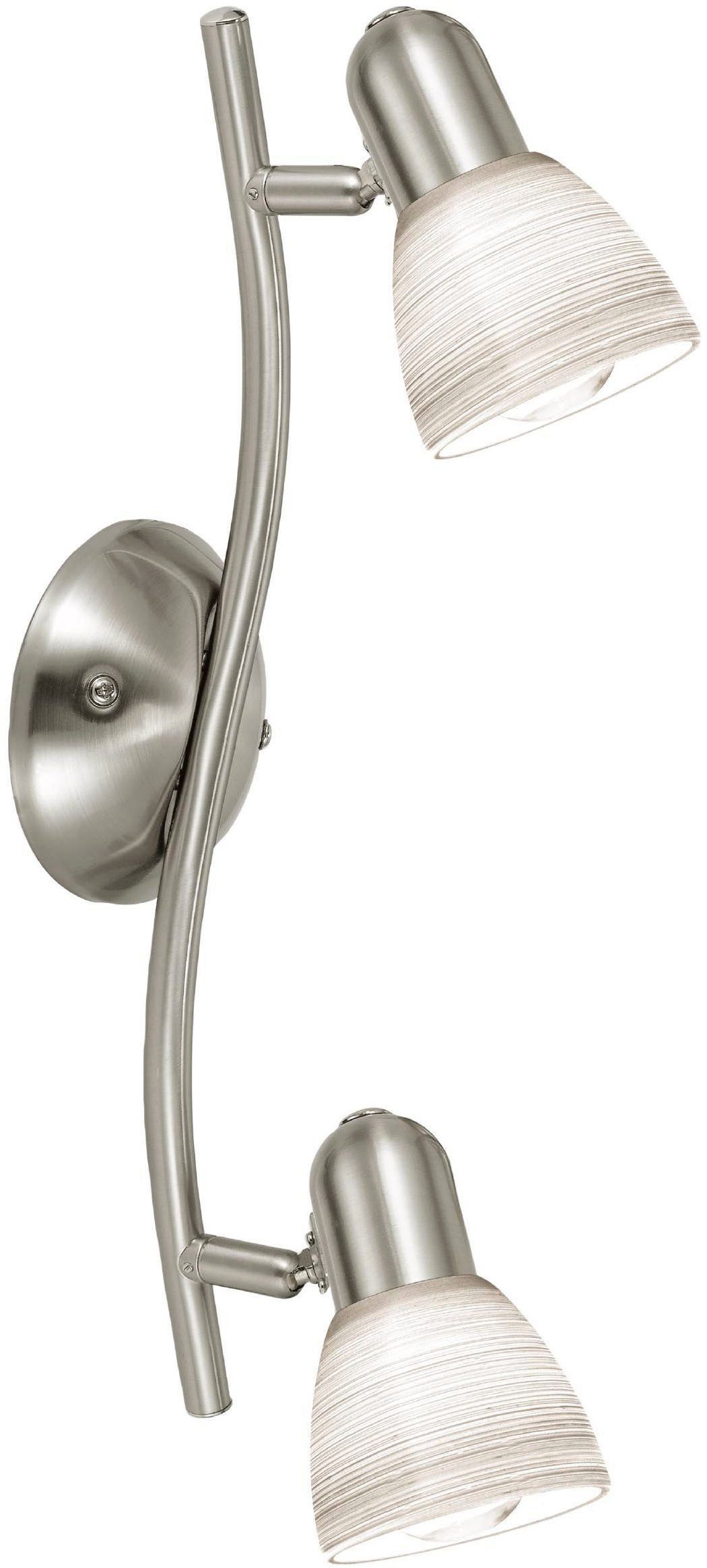 EGLO Deckenleuchte Dakar 1 Deckenlampe, Deckenspot aus Stahl und Glas, E14, Deckenleuchte, ohne Leuchtmittel, Spot - L37 x B10 cm - nickel-matt - 2X40W exkl.