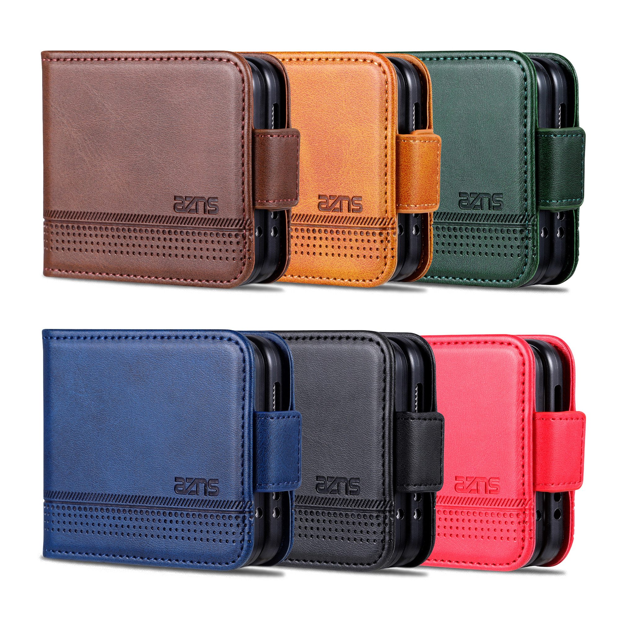 trends for living Handyhülle Leder Hülle für Samsung Z Flip 7 6 5 4 3 W24 Schutz Case Kartenschlitz