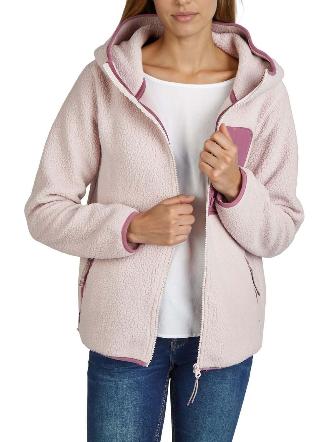 DENIMFY Outdoorjacke Damen Fleecejacke DFLea Regular Fit Übergangsjacke mit Teddyfleece