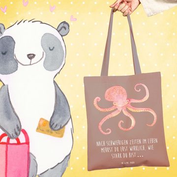Mr. & Mrs. Panda Tragetasche Tintenfisch - Braun Pastell - Geschenk, Arme, lustige Sprüche, Meeres (1-tlg), Design-Highlight