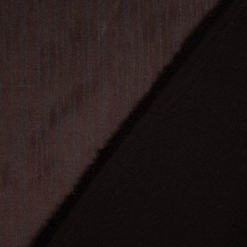 SCHÖNER LEBEN. Stoff Bekleidungsstoff Stretch Wildlederimitat Streifen dunkelbraun grau 1,5, Foliendruck