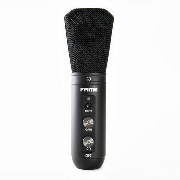 Fame Audio Mikrofon (Studio CU-7 USB Mikrofon, Schwarz, USB Kondensator, Hyperniere, 30-18000Hz, 25.11 mV/Pa, USB-C, 3,5mm Klinke, inklusive Zubehör), Studio CU-7 USB Mikrofon, USB Kondensator, Hyperniere