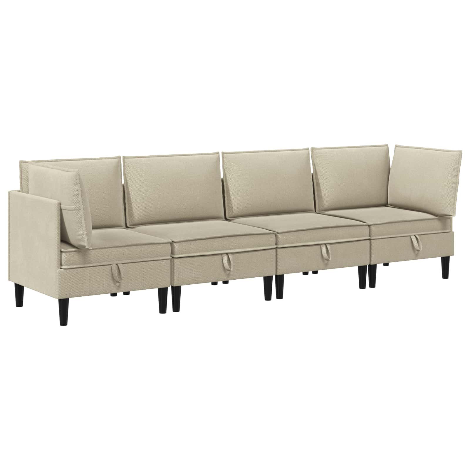 vidaXL Sofa Wohnzimmergarnitur 4 Stk. Sand Stoff, 4 Teile