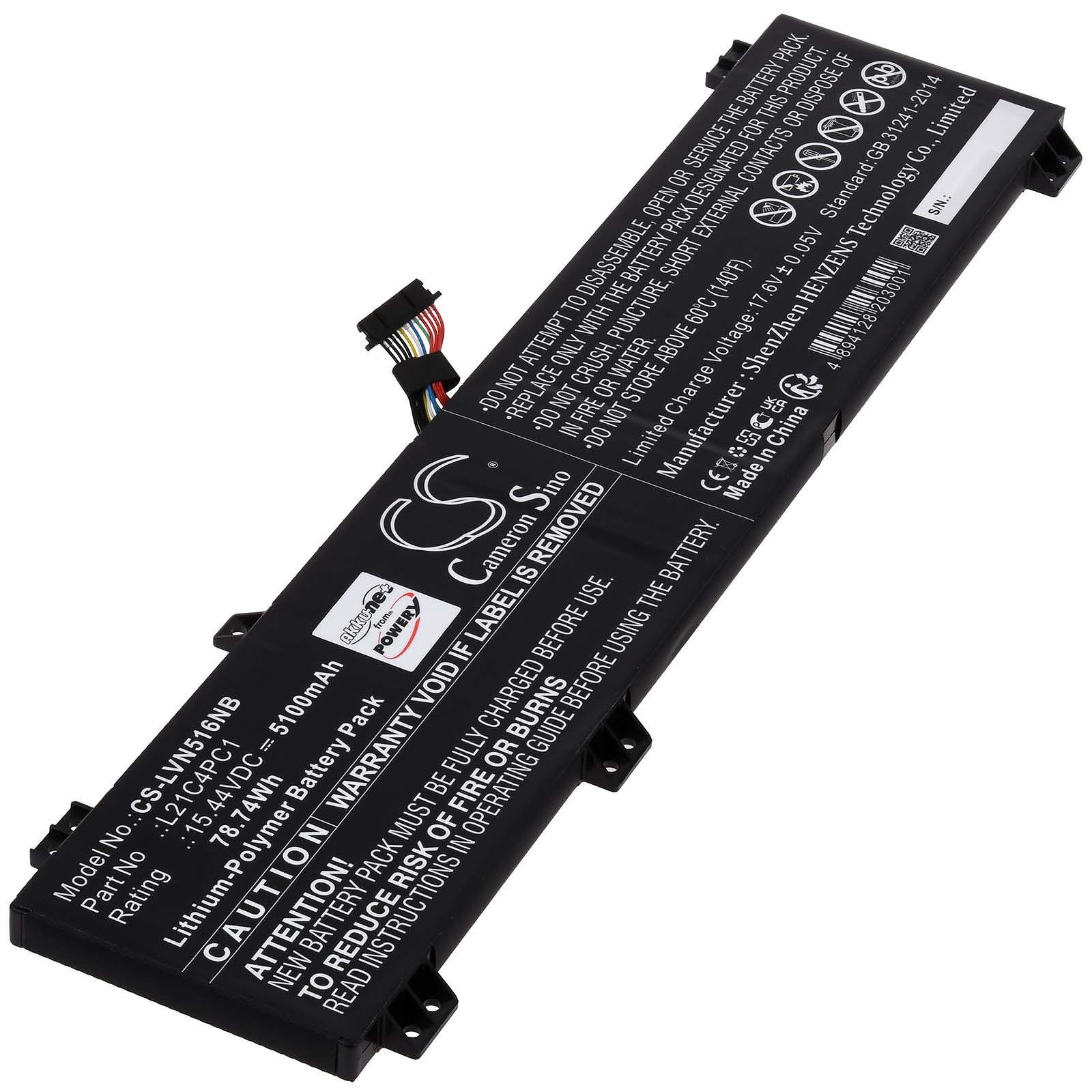 Powery Akku für Lenovo Typ L21C4PC1 Laptop-Akku 5100 mAh (15.44 V)