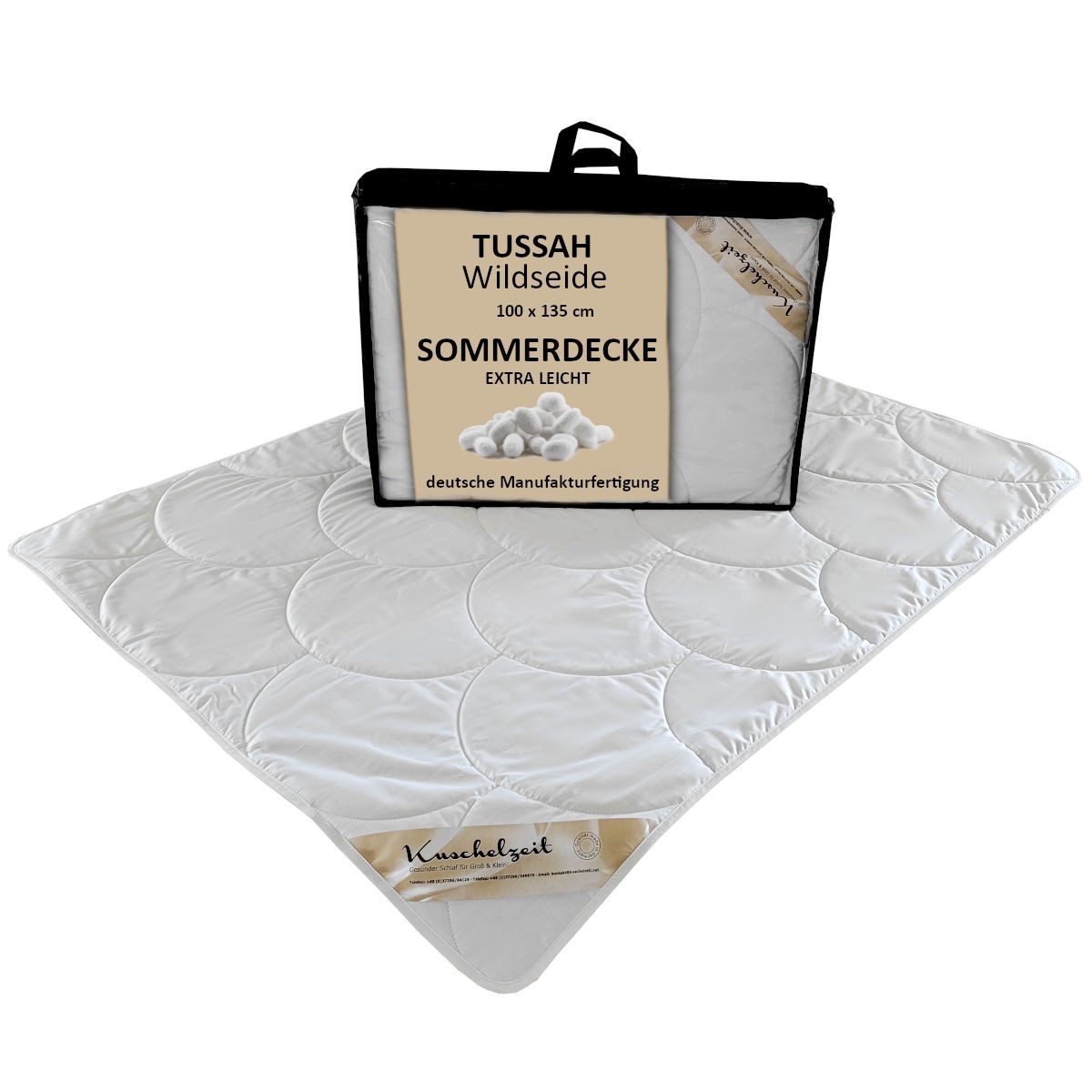 Meivita Naturfaserbettdecke Wildseide extra leichte Kinder Sommerdecke 100x135 cm 100% Seide, Füllung: 100% Seide, Bezug: 100% Baumwolle, Kinderbettdecke Hergestellt in Deutschland
