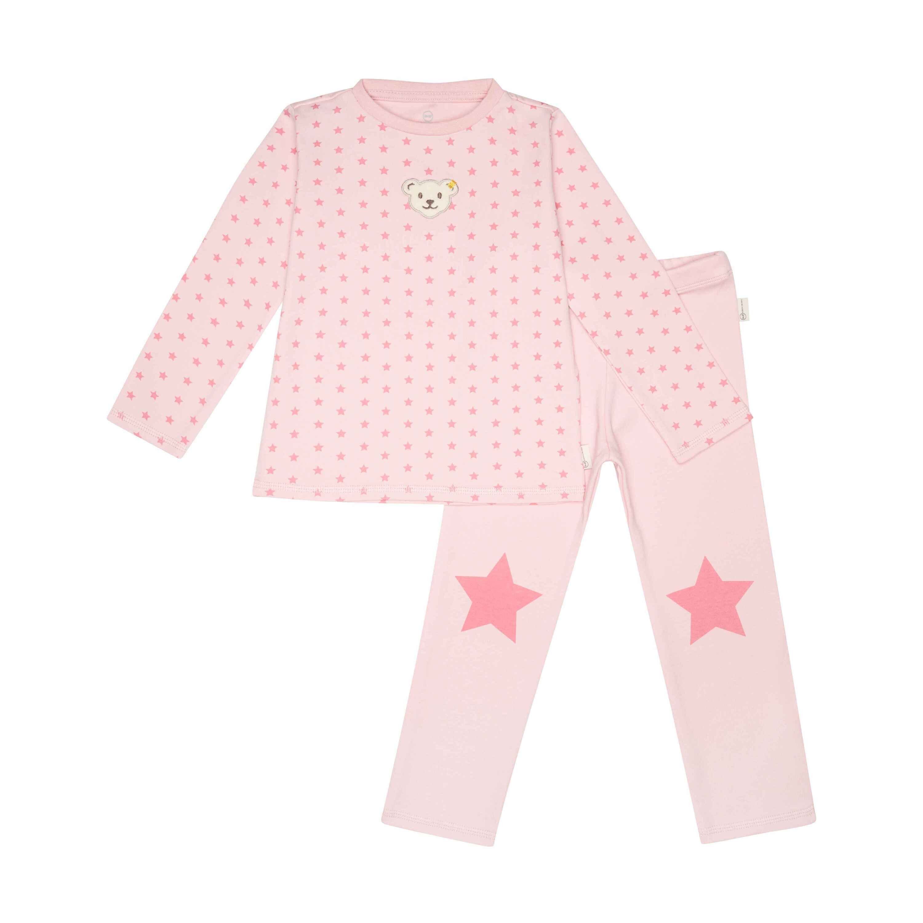 Steiff Schlafanzug Schlafanzug 2-tlg. GOTS silver Sternchen Sleepwear pink mit