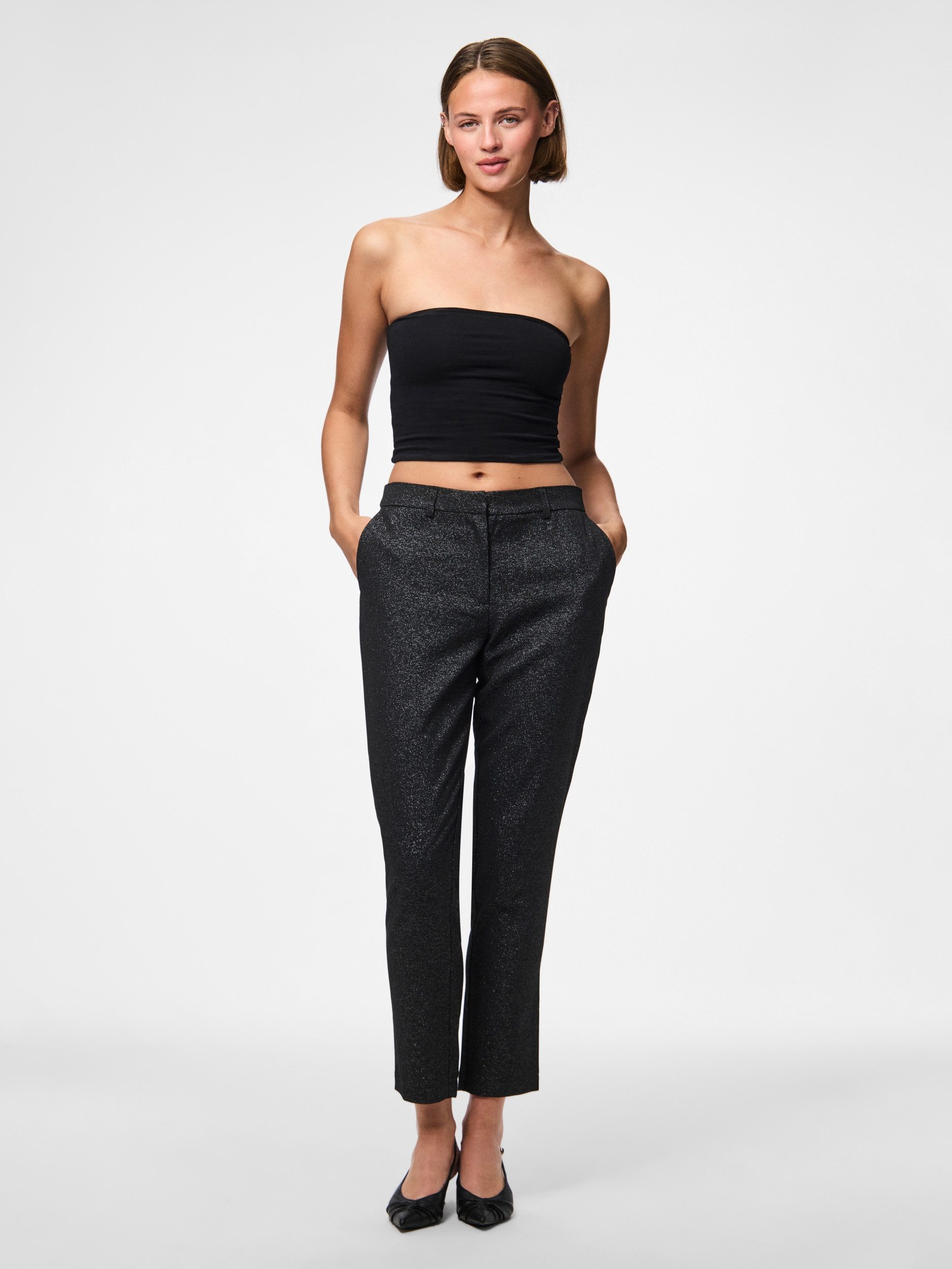 pieces Stoffhose PCBOSELLA MW ANKLE GLITTER PANT NOO