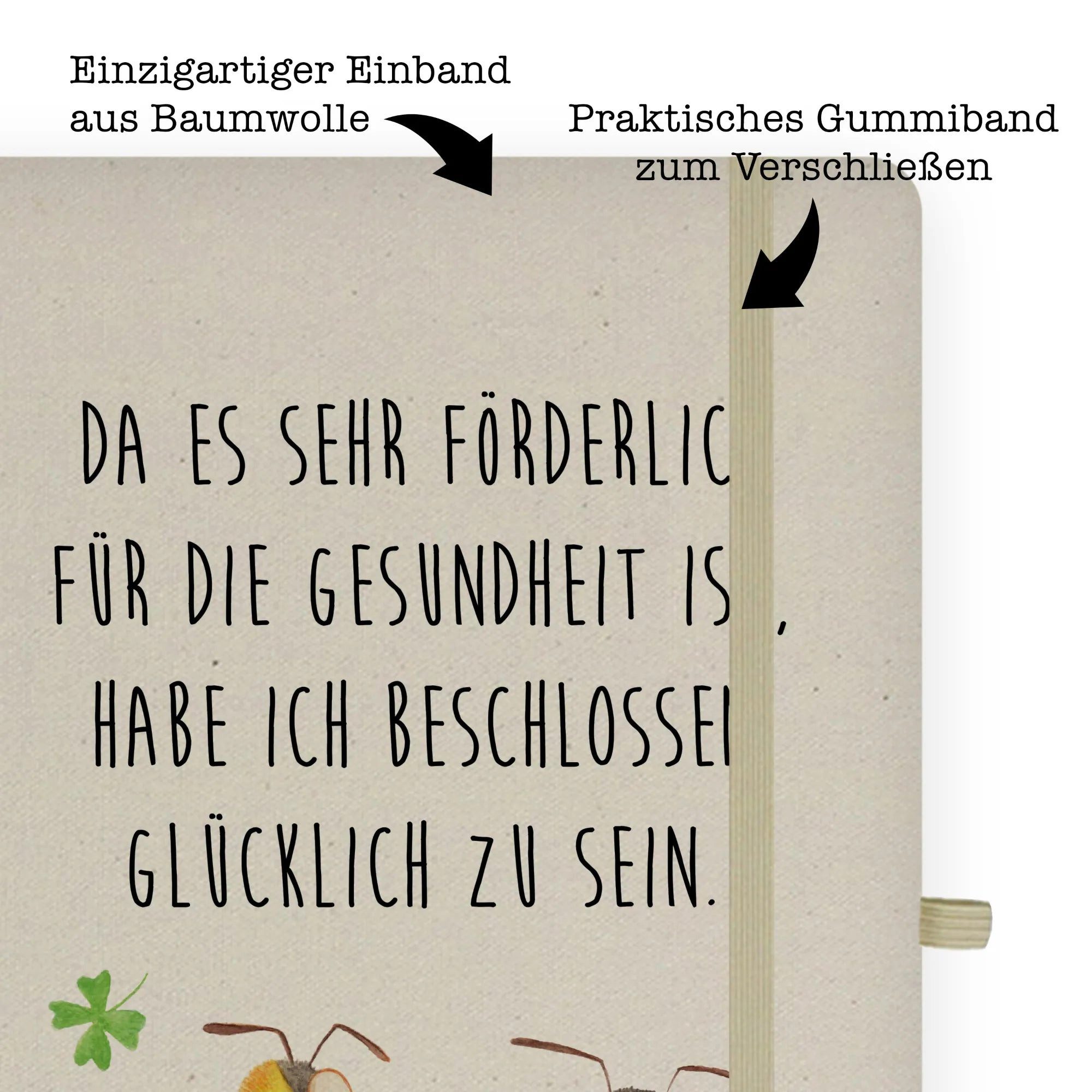 Thumbnail - Mr. & Mrs. Panda Notizbuch Hummeln Kleeblatt - Transparent - Geschenk, Spruch fröhlich, Biene De Mr. & Mrs. Panda, Echte...