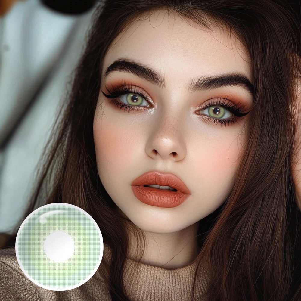 KokoLenses Jahreslinsen Farbige Kontaktlinsen Grün deckend weiche Augen Linsen ohne Sehstärke, Wunderschöne Grüne Jahreslinsen natürliche Kontaktlinsen Damen Herren