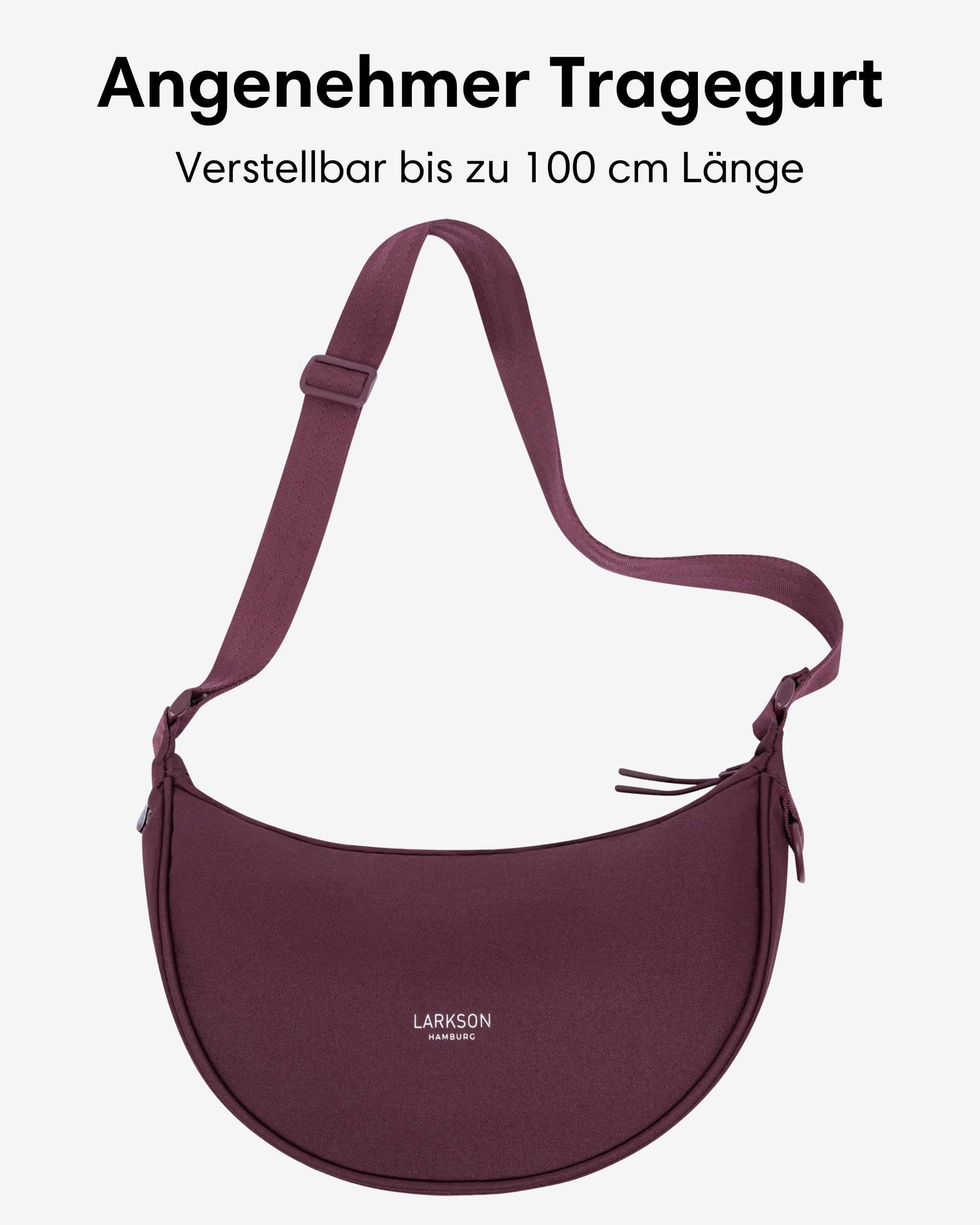 LARKSON Umhängetasche Solveig Small Halbmondtasche für Damen und Herren, Stylische Crossbody Bag in Halbmond Form