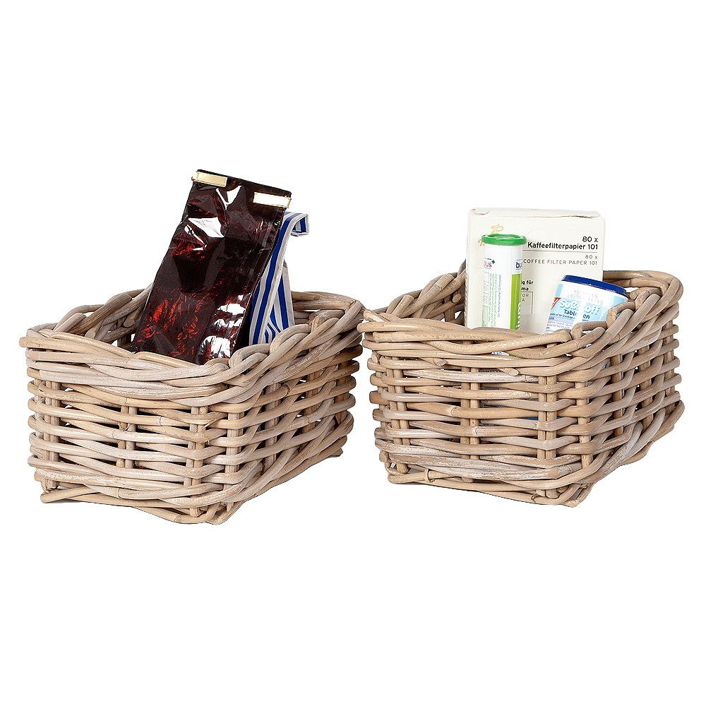 LebensWohnArt Dekokorb 2-tlg. Rattan Aufbewahrungskorb-Set VERONA-2 ca. L24 günstig online kaufen