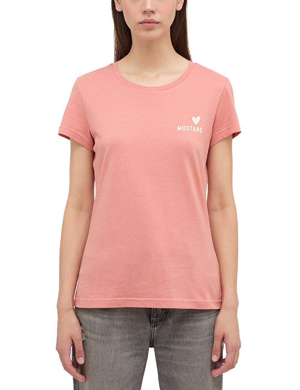 Mustang Kurzarmshirt rosa T-Shirt MUSTANG T-Shirt
