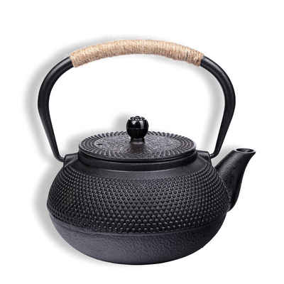 Schramm Teekanne »Schramm® Gusseisen Teekanne 900ml emailliert Asiatische Tee Kanne Kannen Teekessel Japanischer Stil inkl.Teesieb schwarz Noppenstruktur«