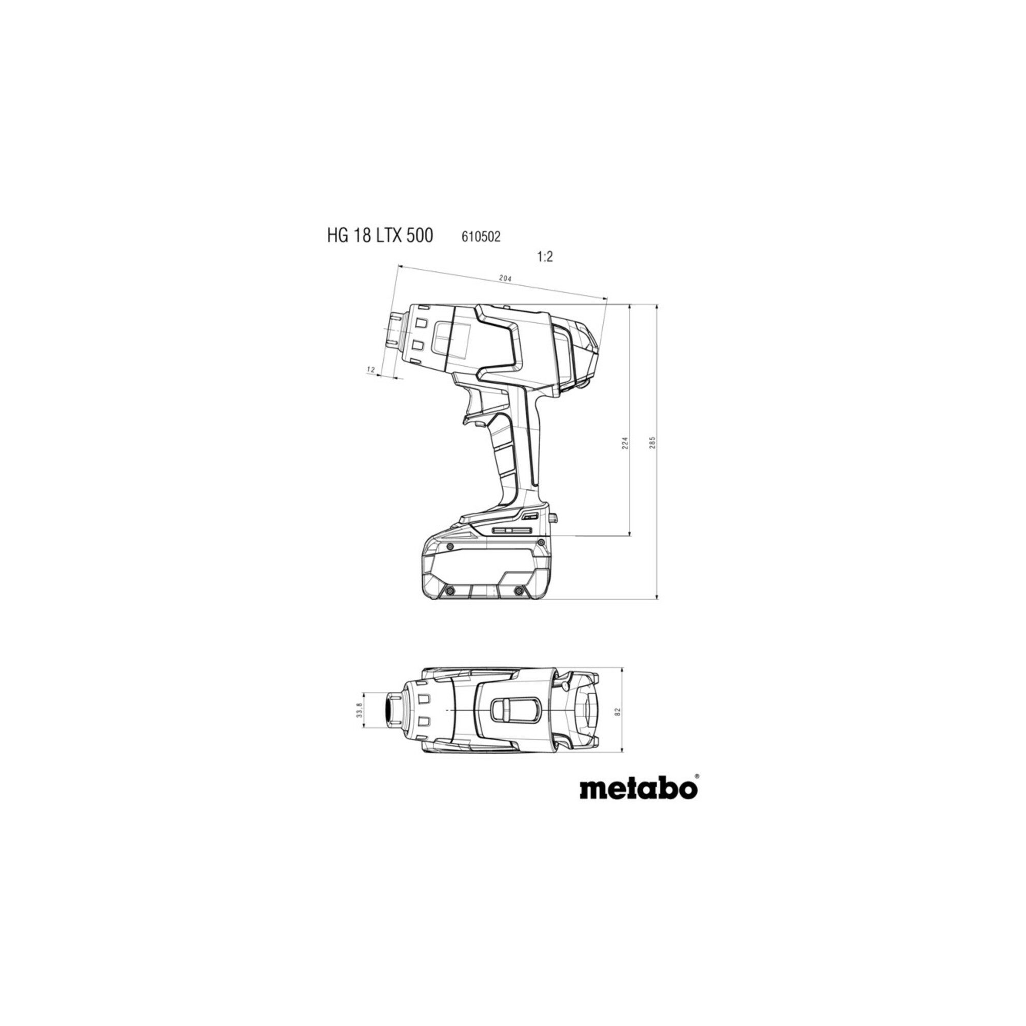 metabo Akku-Heißluftgebläse Metabo Akku-Heißluftgebläse HG 18 LTX 500 metaBOX 145 L