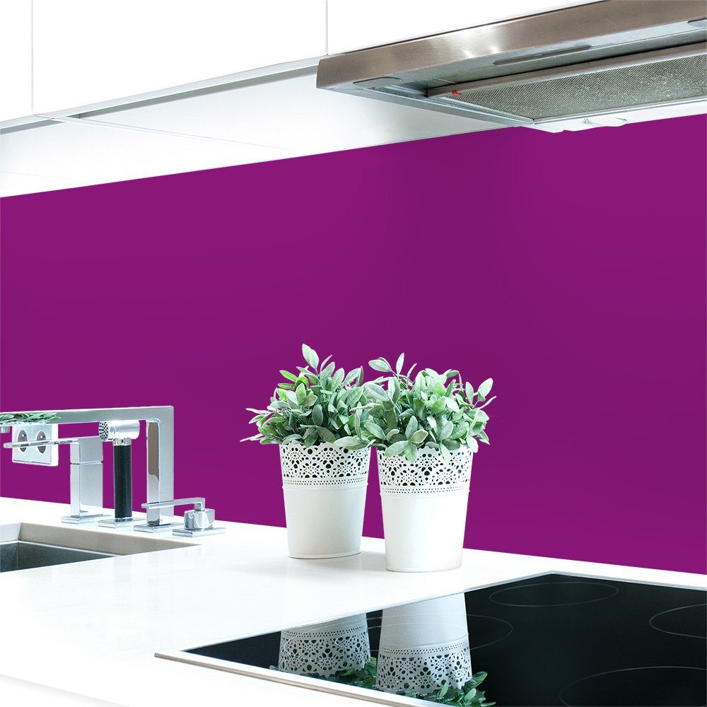 DRUCK-EXPERT Küchenrückwand Küchenrückwand Violetttöne Unifarben Premium Hart-PVC 0,4 mm selbstklebend Verkehrspurpur ~ RAL 4006