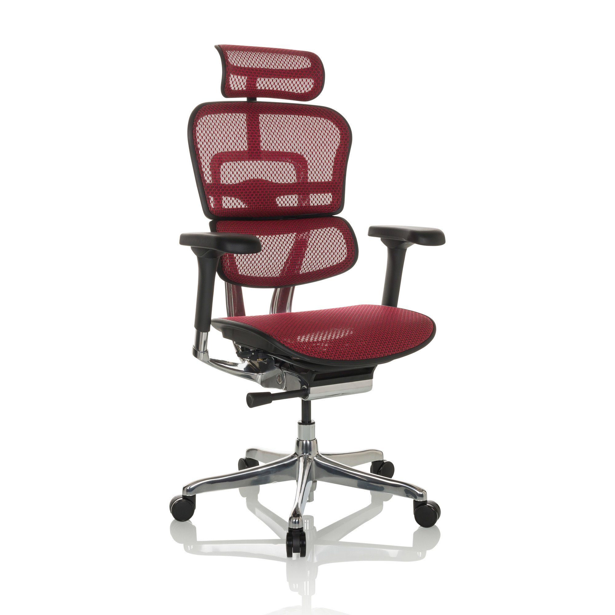 Chefsessel Netzstoff (1 Luxus OFFICE I Bürostuhl St), hjh ergonomisch Rot ERGOHUMAN Drehstuhl