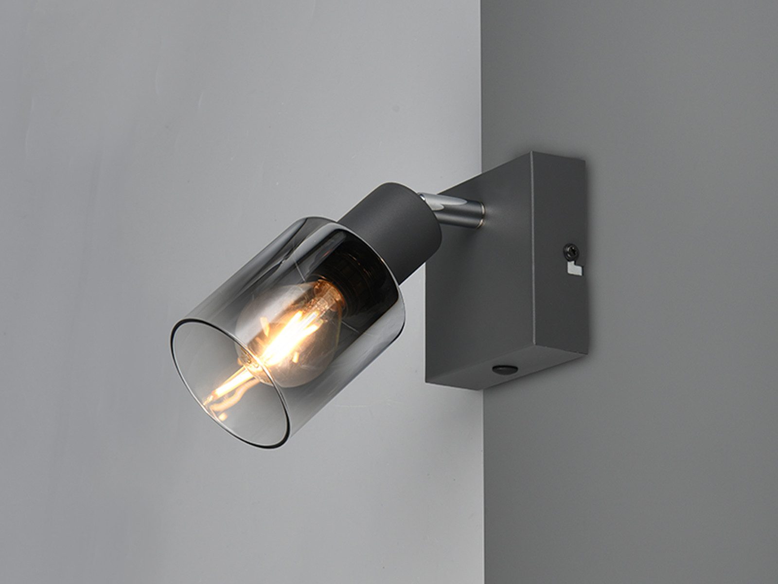 Reality Leuchten LED Wandstrahler mit Glas Lampenschirm Chrom, Höhe 9cm, Dimmfunktion, LED wechselbar, Warmweiß, kleine Wandleuchte schwenkbar, Strahler innen inkl. Leuchtmittel