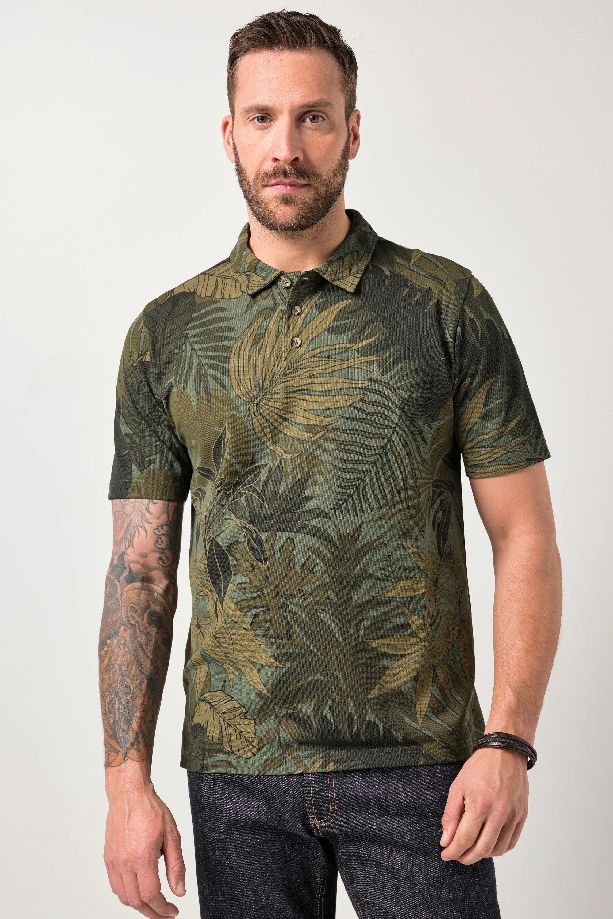 Poloshirt Poloshirt Piqué Alloverprint Halbarm