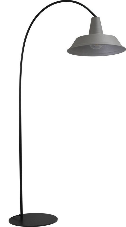 Licht-Erlebnisse Stehlampe PRATO, ohne Leuchtmittel, Stehleuchte Metall  Schwarz Grau E27 186 cm Industrie Design Bogenlampe