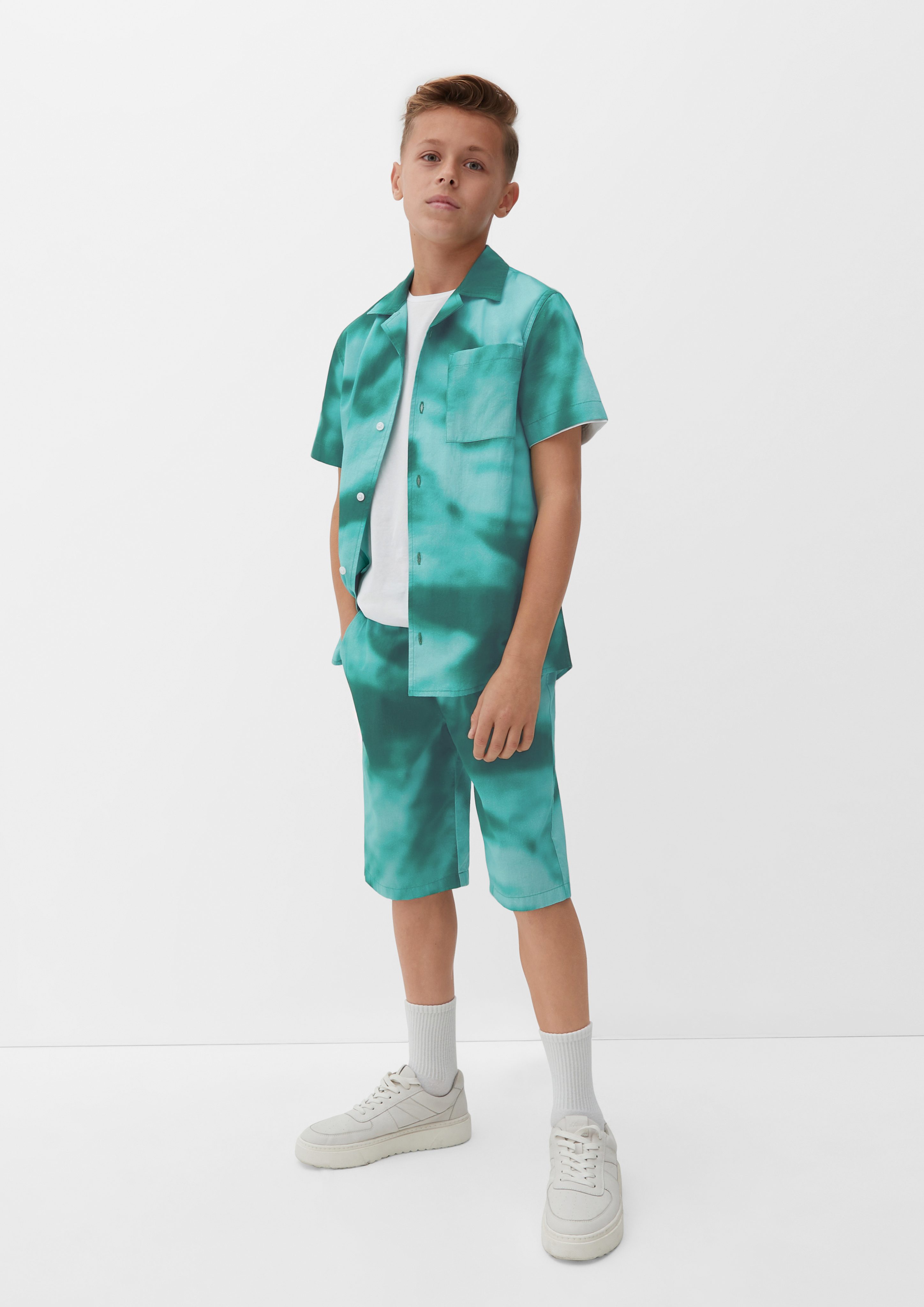 Garment mit s.Oliver Kurzarmhemd Allover-Print Dye Popeline-Hemd