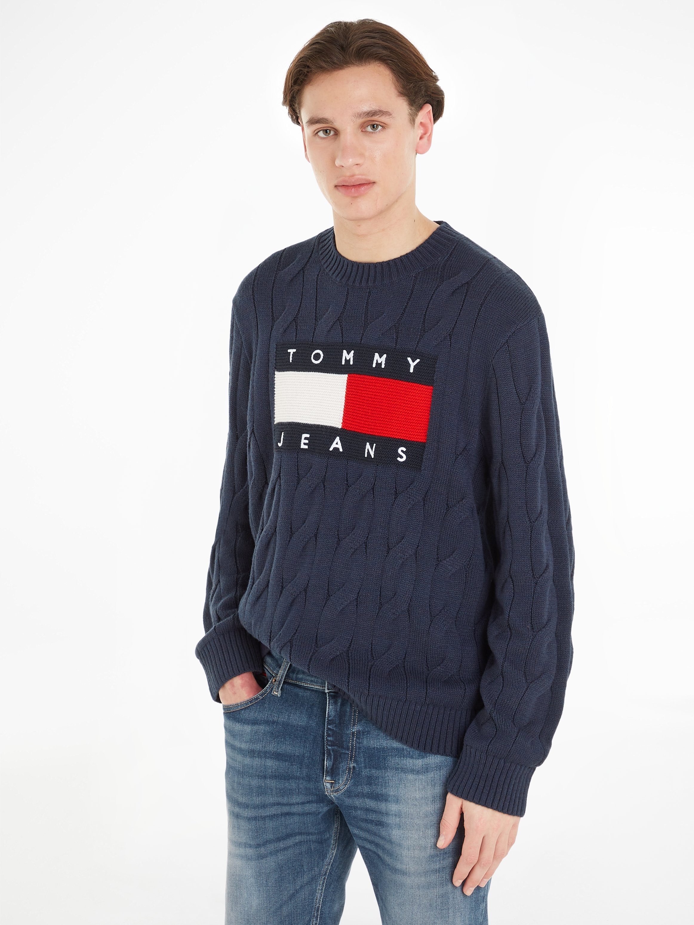 Tommy Jeans Strickpullover TJM RLX FLAG CABLE KNIT SWEATER