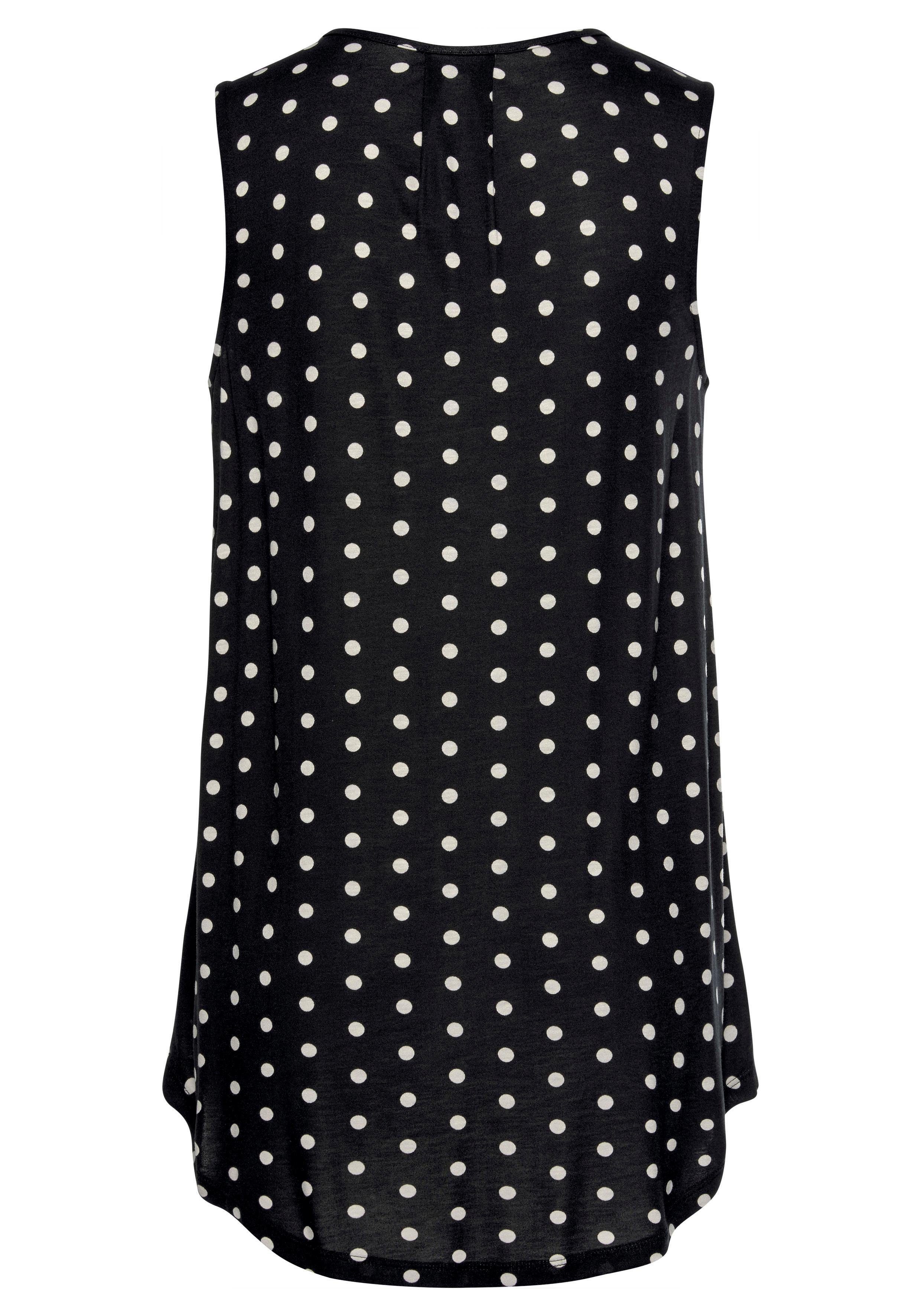 LASCANA Trägertop mit Punktedruck in längerer Form Jerseytop mit Polka-Dots, Longtop mit V-Ausschnitt, lockeres Strandtop – Bild 4 von 5