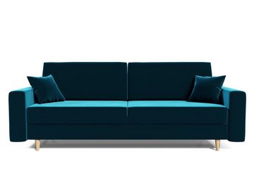 Fun Möbel Schlafsofa Sofa Designersofa BELLA 3-Sitzer mit Schlaffunktion, Rundumbezug, 60er Style