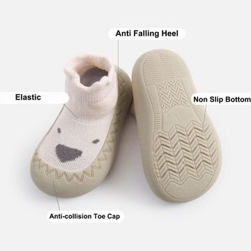 Fivejoy Baby-Bodenschuhe und Socken mit Gummisohlen und rutschfest Babystiefel (2-tlg) Anti-Rutsch-Sohle Baby Lauflernschuhe