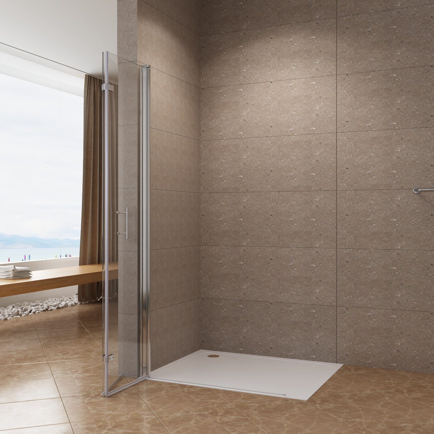 AQUABATOS Walk-in-Dusche Duschabtrennung Faltbar Duschwand Glas günstig online kaufen